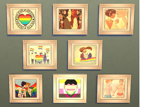 Sims 4 — Paintings Pride Second Part by julimo2 — Celebrate diversity with these fantastic LGBTQIA + paintings! Pride
