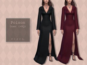 Sims 4 — Poison Gown. by Pipco — A seductive gown in 15 colors. Base Game Compatible New Mesh All Lods HQ Compatible