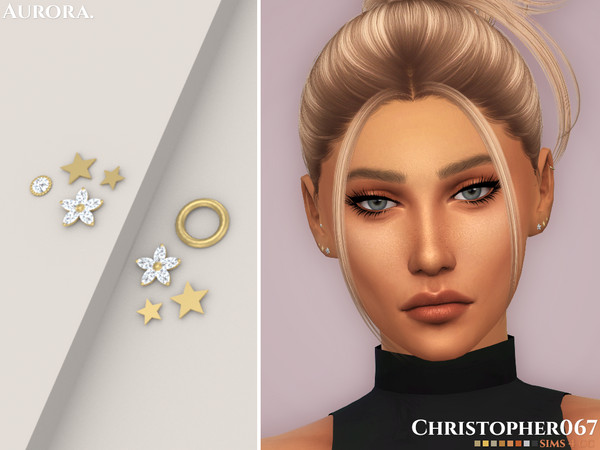 Sims 4 — Aurora Earrings / Christopher067 by christopher0672 — This is a cute little set of flower and star stud earrings