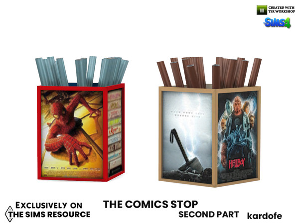 Sims 4 — The Comics Stop_Box with posters by kardofe — Box with numbered posters, decorative, in two different options 