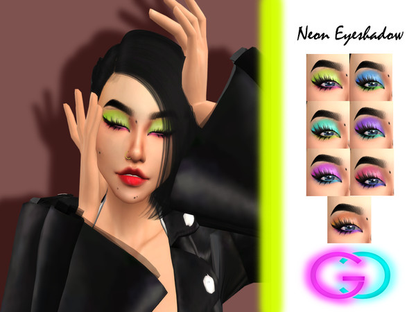 Sims 4 — Neon Eyeshadow  by Gea_Store — -7 Colors Swatch -Base Game Compatible