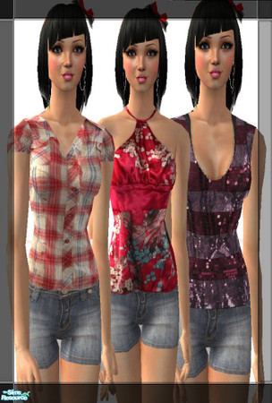 Sims 2 — Random Set for af by pretty_baby — 3 different outfits. all with denim shorts but different tops. no mesh is