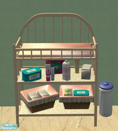 Sims 2 — TC68 Nursery - Babytable by Riverwillows — A lovely little nursery, done in soft peach and green. Using Texture