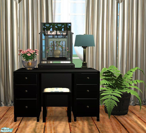 Sims 2 — Jade Wonder - Pottery Barn Bedroom Recolor - Black Vanity by pregate — An elegant jade floral infused with a