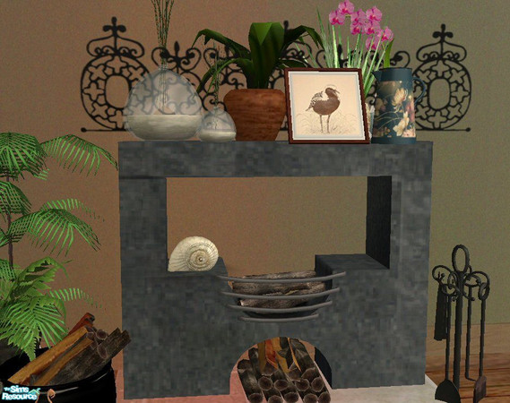 Sims 2 — Jade Wonder - Pottery Barn Bedroom Recolor - Fireplace Black by pregate — An elegant jade floral infused with a