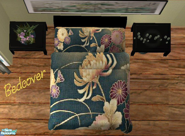 Sims 2 — Jade Wonder - Pottery Barn Bedroom Recolor - Teal bedcover by pregate — An elegant jade floral infused with a