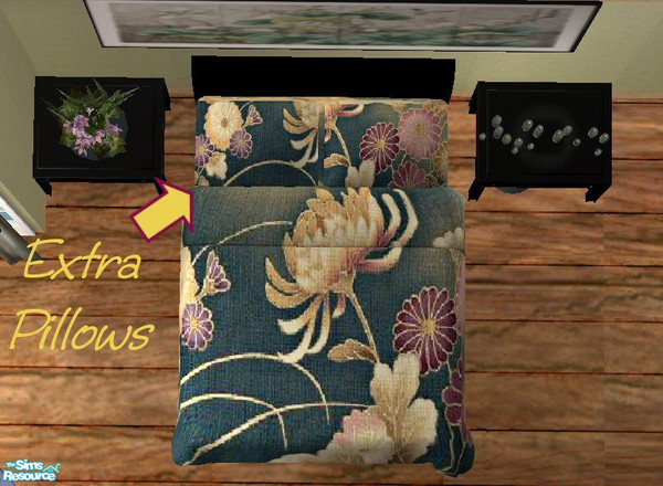 Sims 2 — Jade Wonder - Pottery Barn Bedroom Recolor - Teal Bedpillows by pregate — An elegant jade floral infused with a