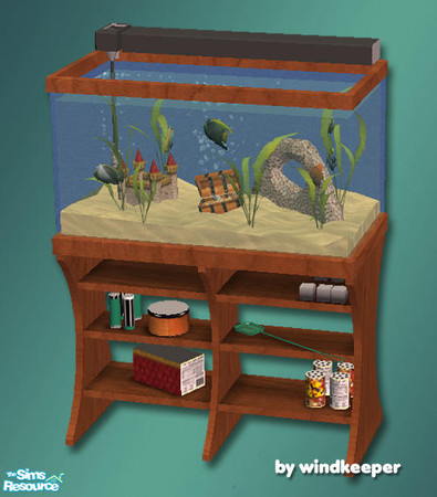 Sims 2 — Aquabox - maple wood by Windkeeper — Recolor of Maxis aquabox aquarium. Will also work for No Care Aquarium from