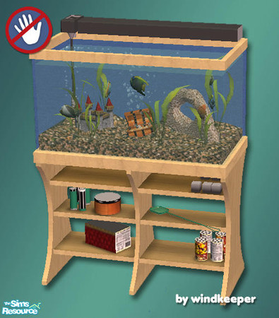 Sims 2 — No Care Aquarium by Windkeeper — Fully animated no maintenance aquarim. Just buy it and restock it with fish.