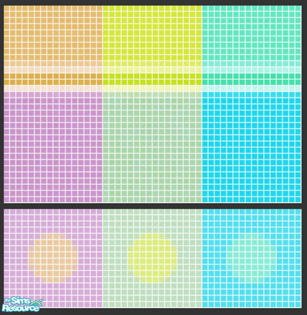 Sims 2 — Lolipop Tile Set by s00z — Three cute tiled walls with coordinating tiled floors.