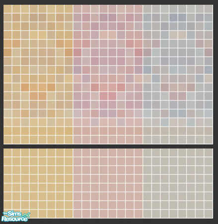 Sims 2 — Shadow Tile Set by s00z — Three Sophisticated Tiled Walls with Coordinating Floors