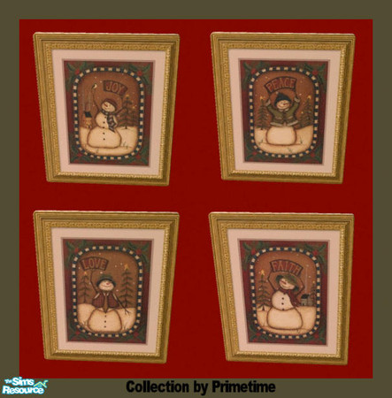 Sims 2 — PT Kim Lewis Snowman by Primetime024 — This collection contains 4 cute little snowman prints. They require