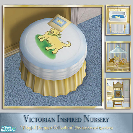 Sims 2 — Playful Puppies Nursery - Ottoman by Cashcraft — A recolor of my Victorian Inspired Nursery set, "Little