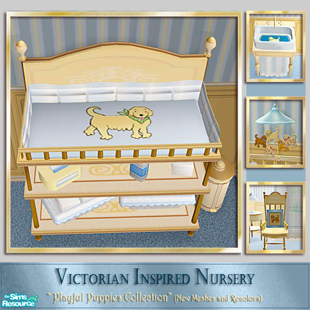 Sims 2 — Playful Puppies Nursery - Table Bedding by Cashcraft — A recolor of my Victorian Inspired Nursery set,