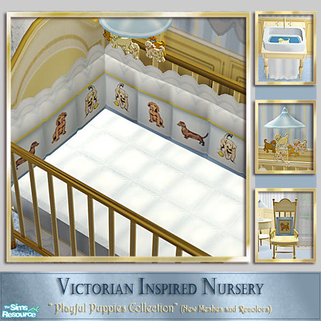 Sims 2 — Playful Puppies Nursery - Bedding by Cashcraft — A recolor of my Victorian Inspired Nursery set, "Little