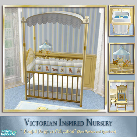 Sims 2 — Playful Puppies Nursery - Crib by Cashcraft — A recolor of my Victorian Inspired Nursery set, "Little