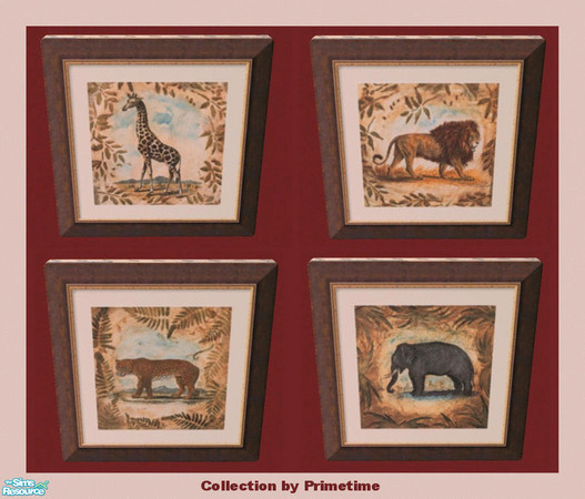Sims 2 — PT Charles Cary Safari by Primetime024 — This collection features 4 Safari Animal prints. They can all be found