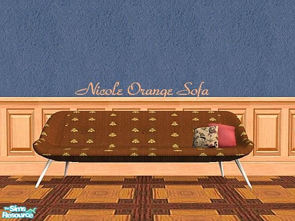 Sims 2 — Nicole Orange sofa by SimMonte — A recolor of the Super Sette sofa in a new color and design.