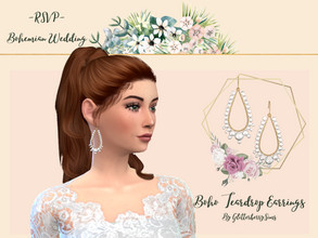 Sims 4 — Bohemian Wedding Boho Teardrop by Glitterberryfly — Some gorgeous teardrop shaped pearl earrings, perfect for