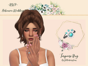 Sims 4 —  Bohemian Wedding Turquoise Ring by Glitterberryfly — A gorgeous Bohemian vibe Turquoise Ring. 