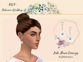 Sims 4 — Bohemian Wedding Jade Flower Earrings by Glitterberryfly — A stunning pair of flower earrings that will look