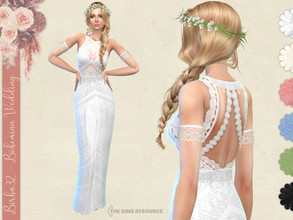 Sims 4 — Bohemian Wedding - The Bride by Birba32 — A long dress with a rich lace, typical of Bohemian's brides, sumptuous