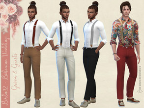 Sims 4 — Bohemian Wedding - Groom suit  by Birba32 — A groom suit with suspenders. Your groom will be elegant in simple