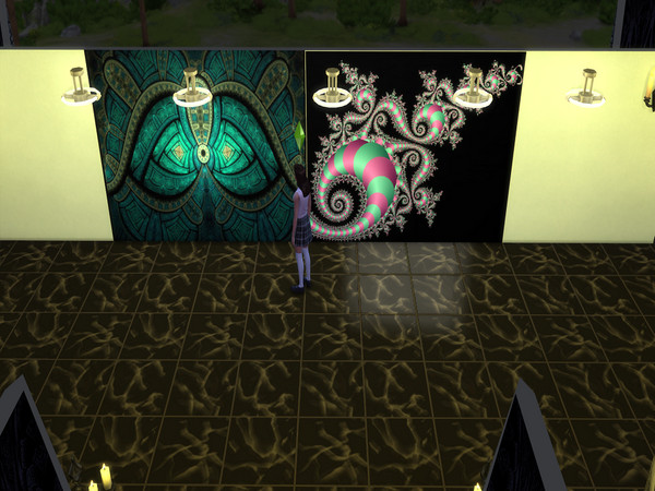 Sims 4 — 4 panel Psychedelic Murals by Decaysha — 10 Psychedelic 4 panel wall murals by Decaysha.