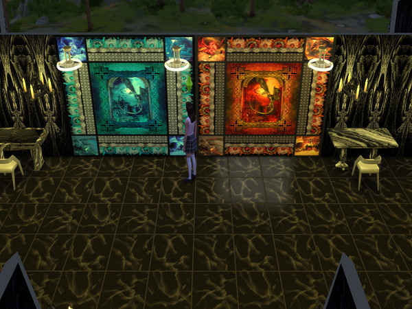 Sims 4 — Dragon Murals 1 by Decaysha — 4 panel wall murals by Decaysha.