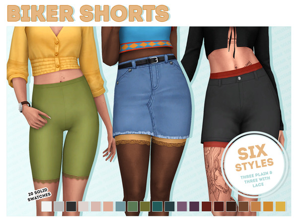 Sims 4 — Accessory Biker Shorts (Full Set!) by Solistair — Biker shorts or tights to wear under short skirts or shorts,