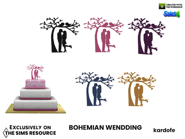 Sims 4 — Bohemian Wedding_Cake decoration by kardofe — Decoration to put on the wedding cake, it is the silhouette of a