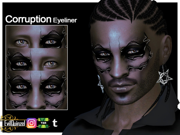 Sims 4 — Corruption Eyeliner by EvilQuinzel — An eyeliner for a spooky look on your sim! - Eyeliner category; - Female