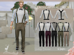 Sims 4 — Mens formal suit with suspenders by DanSimsFantasy — Mens formal suit with suspenders. It has 16 samples.