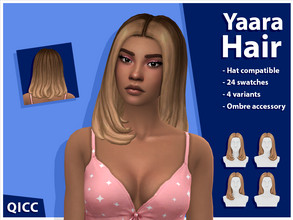 Sims 4 — Yaara Hair Set (Patreon) by qicc — A middle part hairstyle that comes in 4 variants and with an optional ombre