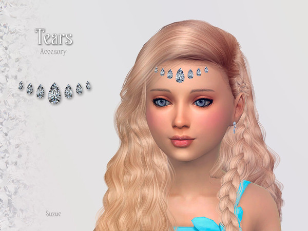 Sims 4 — Tears Accessory Child by Suzue — -New Mesh (Suzue) -10 Swatches -For Female and Male (Child) -Hats Category -HQ