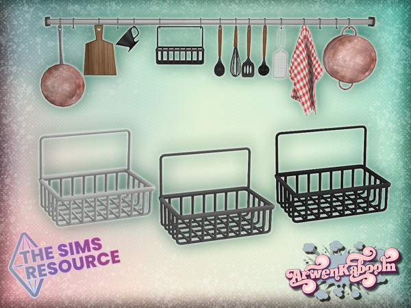 Sims 4 — Elewelds - Metal Basket by ArwenKaboom — Base game metal basket in 3 recolors. You can find all objects by