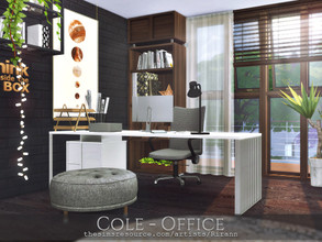 Sims 4 — Cole - Office - TSR CC Only by Rirann — Cole Office is a contemporary room in brown, black and white colors with