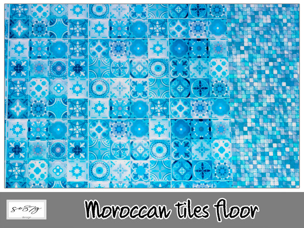 Sims 4 — Moroccan blue tiles floors by so87g — cost: 5$, 4 colors/patterns, you can find it in floor-tile. All my preview