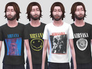 Sims 4 — Nirvana Merch Set by ArcadeSimmer20 — 4 vintage Nirvana Merch style T-Shirts