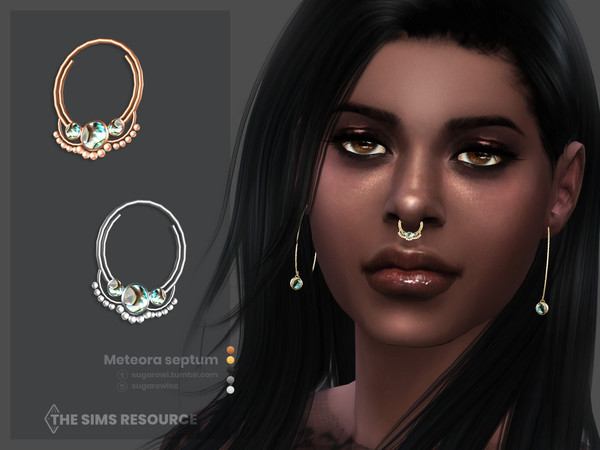 Sims 4 — Meteora septum by sugar_owl — Septum ring with gemstones for male and female sims. - new mesh - base game