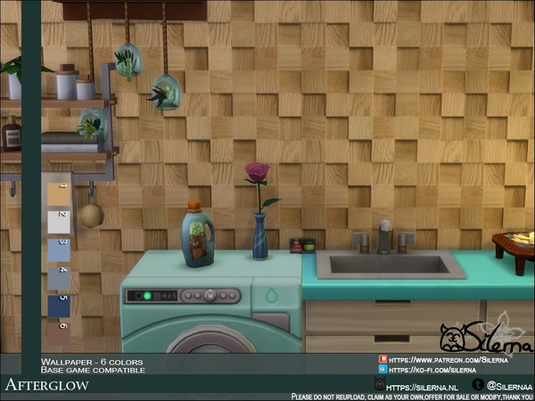 Sims 4 — Afterglow by Silerna — - Basegame compatible - Wallpapers - Wood - 6 different colors - Please do not reupload,