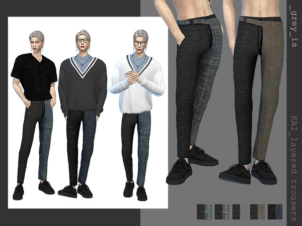 Sims 4 — _kai_ 006 Layered Trousers by greyIS — _name: KAI _style: cropped pants _cas navigation: bottoms _fashion