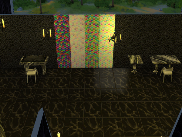 Sims 4 — Rainbow Scales by Decaysha — 4 swatches of rainbow scale pattern seamless wallpapers by Decaysha.