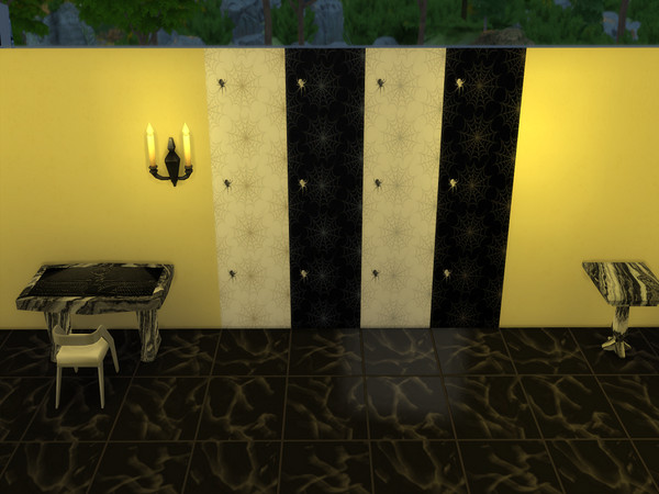 Sims 4 — Spiders on web by Decaysha — 4 swatches of spiders and webs seamless wallpaper by Decaysha.