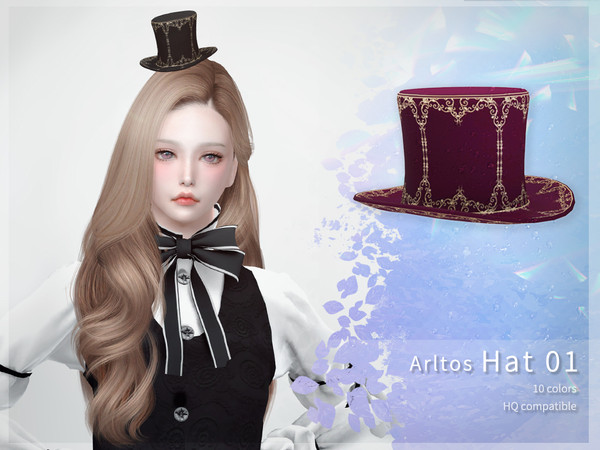 Sims 4 — Hat 01 by Arltos — 10 colors. HQ compatible.