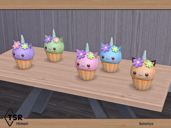 Sims 4 — Himari. Cupcake by soloriya — Decorative plush toy cupcake. Part of Himari set. 5 color variations. Category: