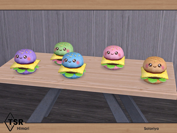 Sims 4 — Himari. Hamburger by soloriya — Decorative plush toy hamburger. Part of Himari set. 5 color variations.