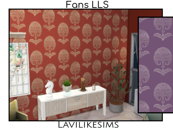 Sims 4 — Fans by lavilikesims — A beautiful wallpaper featuring fans, this wallpaper could fit well in the region of