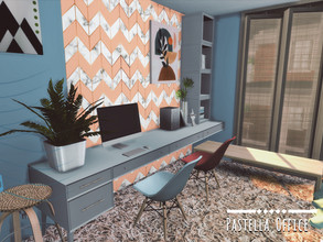 Sims 4 — Pastella Office- Only TSR CC by GenkaiHaretsu — A office in pastel colors to match the Pastella shell home. See