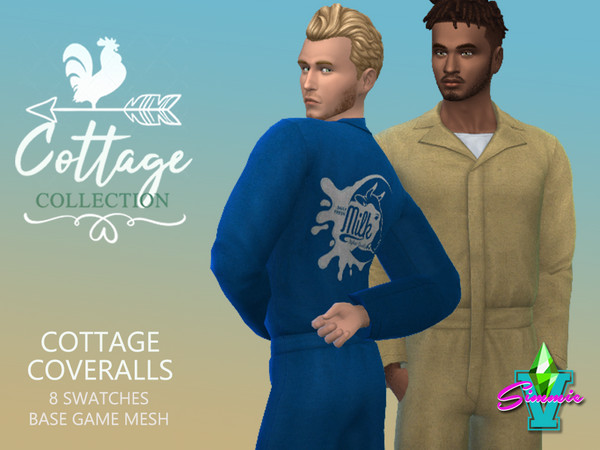 Sims 4 — Cottage Coveralls by SimmieV — When you're managing chores on the farm, these coverall have, well.. got you